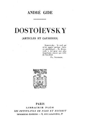 [Gutenberg 60916] • Dostoïevsky (Articles et Causeries)